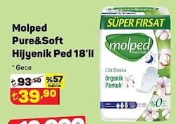 Molped Pure&Soft Hijyenik Ped Gece 18'li image