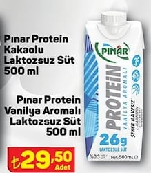 Pınar Protein Vanilya Aromalı Laktozsuz Süt 500 ml image