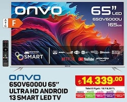 Onvo 650V6000U 65 inç Ultra HD Android 13 Smart Led TV  image