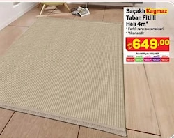 Saçaklı Kaymaz Taban Fitilli Halı 4m² image