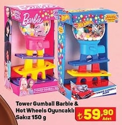 Tower Gumball Barbie & Hot Wheels Oyuncaklı Sakız 150 g image