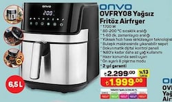 Onvo OVFRY08 Yağsız Fritöz Airfryer 6,5 L 1700 W image