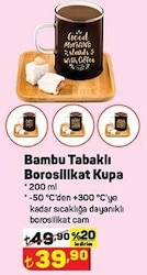 Bambu Tabaklı Borosilikat Kupa 200 ml image