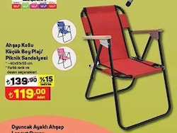 Ahşap Kollu Küçük Boy Plaj/Piknik Sandalyesi 40x51x55 cm image