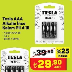 Tesla AAA Alkalin İnce Kalem Pil 4'lü image