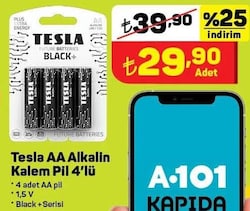 Tesla AA Alkalin İnce Kalem Pil 4'lü image
