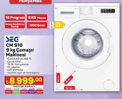 Seg CM910 9 kg Çamaşır Makinesi image