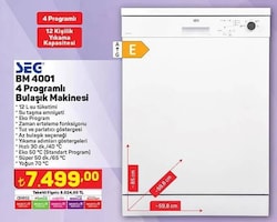 Seg BM 4001 4 Programlı Bulaşık Makinesi image