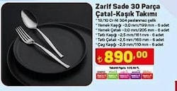 Nehir Zarif Sade Çatal-Kaşık Takımı 30 Parça image