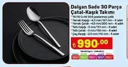 Nehir Dalyan Sade Çatal-Kaşık Takımı 30 Parça image