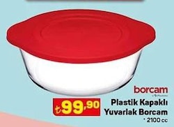 Paşabahçe Borcam Plastik Kapaklı Yuvarlak Borcam 2100 cc image