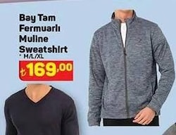 Knup Bay Tam Fermuarlı Muline Sweatshirt image
