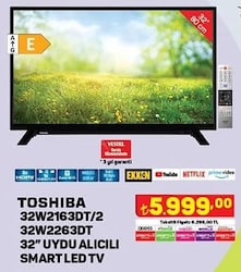 Toshiba 32W2163DT/2 - 32W2263DT 32 inç Uydu Alıcılı Smart Led TV image
