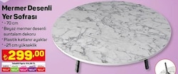 Mermer Desenli Yer Sofrası 70 cm image