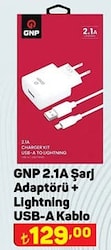 GNP 2.1A Şarj Adaptörü + Lightning USB-A Kablo image
