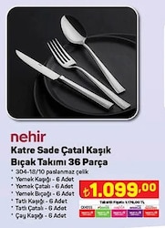 Nehir Katre Sade Çatal Kaşık Bıçak Takımı 36 Parça image