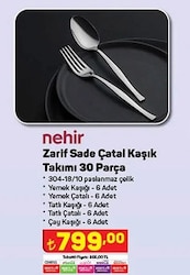 Nehir Zarif Sade Çatal Kaşık Takımı 30 Parça image