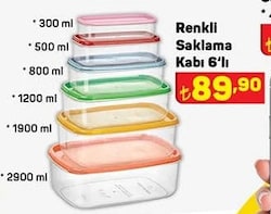 Renkli Saklama Kabı 6'lı image