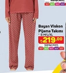 Viskon Pijama Takımı Bayan image