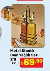 Metal Stantlı Cam Yağlık Seti 250 cc 2'li  image