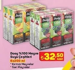 Dooy %100 Meyve Suyu Çeşitleri 6x200 ml image