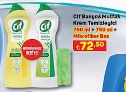 Cif Banyo&Mutfak Krem Temizleyici 750+750 ml + Mikrofiber Bez image