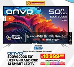 Onvo 50OV6000U 50 inç Ultra HD Android 13 Smart Led TV image