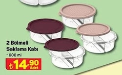 2 Bölmeli Saklama Kabı 600 ml image