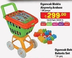 Oyuncak Bloklu Alışveriş Arabası 38 Parça image