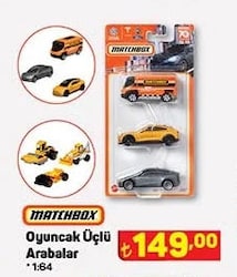 Matchbox Oyuncak 3'lü Arabalar 1:64 image
