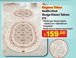Kadife Oval Kaymaz Taban Banyo Klozet Takımı 2'li image
