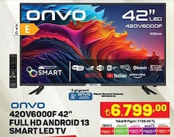 Onvo 420V6000F 42 inç Full HD Android 13 Smart Led Tv image
