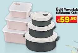 Üçlü Yuvarlak Saklama Kabı image