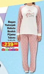 Yumuşak Dokulu Baskılı Pijama Takımı Bayan image
