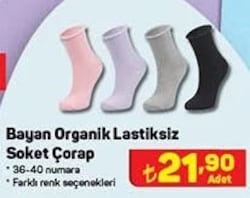 Organik Lastiklisiz Soket Çorap Bayan image