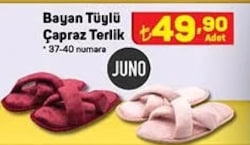 Juno Tüylü Çapraz Terlik Bayan image