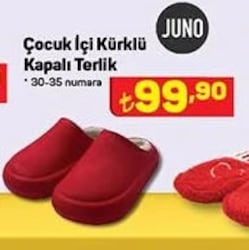 Juno İçi Kürklü Kapalı Terlik Çocuk image