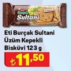 Eti Burçak Sultani Üzüm Kepekli Bisküvi 123 g image