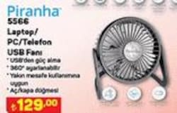 Piranha 5566 Laptop/PC/Telefon USB Fanı image