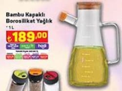 Bambu Kapaklı Borosilikat Yağlık 1 l image