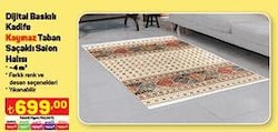 Dijital Baskılı Kadife Kaymaz Taban Saçaklı Salon Halısı 4 m² image