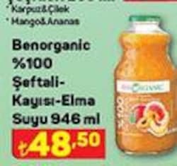 Benorganic %100 Şeftali Kayısı-Elma Suyu 946 ml image