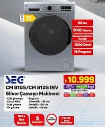Seg CM 910S/CM 910S INV Silver Çamaşır Makinesi image
