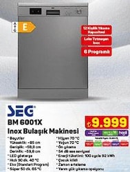 Seg BM 6001X Inox Bulaşık Makinesi image