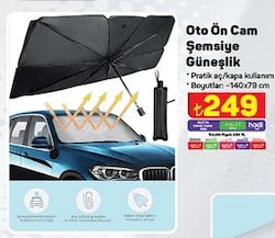 Oto Ön Cam Şemsiye Güneşlik 140x79 cm image