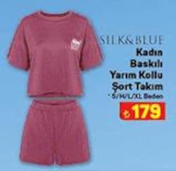 Silk&Blue Kadın Baskılı Yarım Kollu Şort Takım image