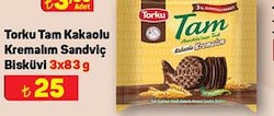 Torku Tam Kakaolu Kremalım Sandviç Bisküvi 3x83 g image