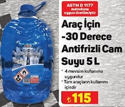 Araç İçin -30 Derece Antifrizli Cam Suyu 5 l image