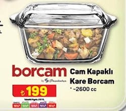 Paşabahçe Borcam Cam Kapaklı Kare Borcam 2600 cc image