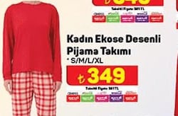 Kadın Ekose Desenli Pijama Takımı image
